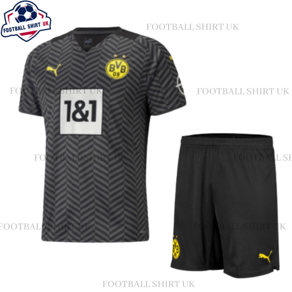 Dortmund Away Kid Kit Football Shirt UK 2021/22