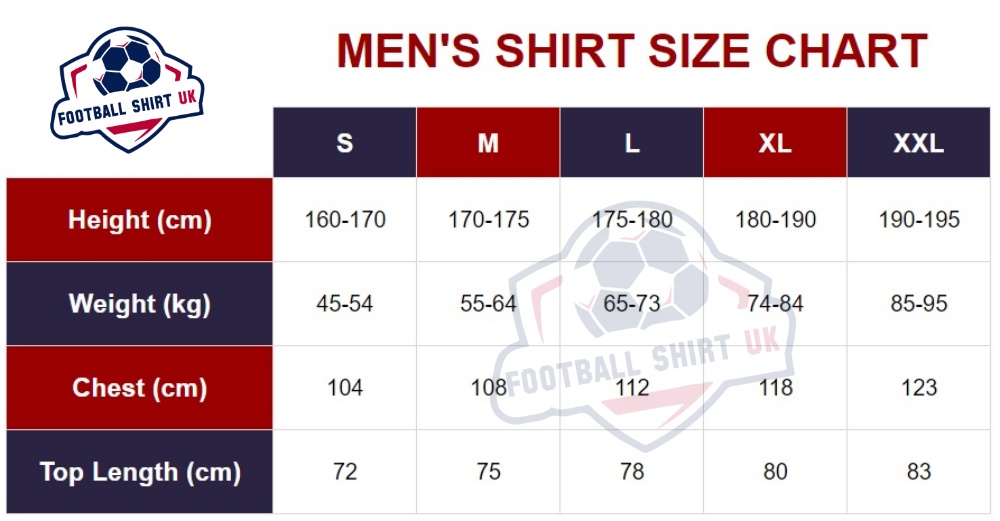 Men's Shirt Size Chart 2022